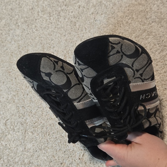 Coach Black And Grey Canvas Sneakers - Picture 6 of 6